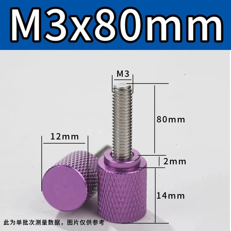 M3 Knurled Thumb Screws – Colored Anodized Aluminum, 6mm to 100mm, 10 Colors - HomeDIYer