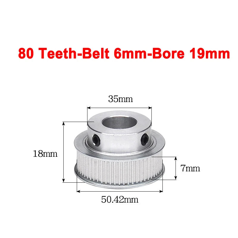 2GT Drive Pulley With Step 16 Tooth - 100 Tooth Bore 4mm - 25mm for 6mm Belt
