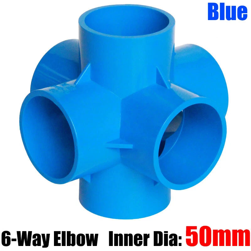 PVC 3 4 5 6-Way Elbow Connector Direct Pipe Fittings 20-110mm White Blue Grey