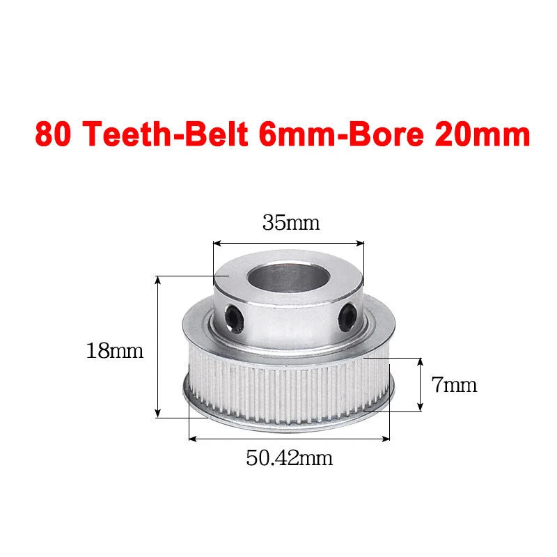 2GT Drive Pulley With Step 16 Tooth - 100 Tooth Bore 4mm - 25mm for 6mm Belt