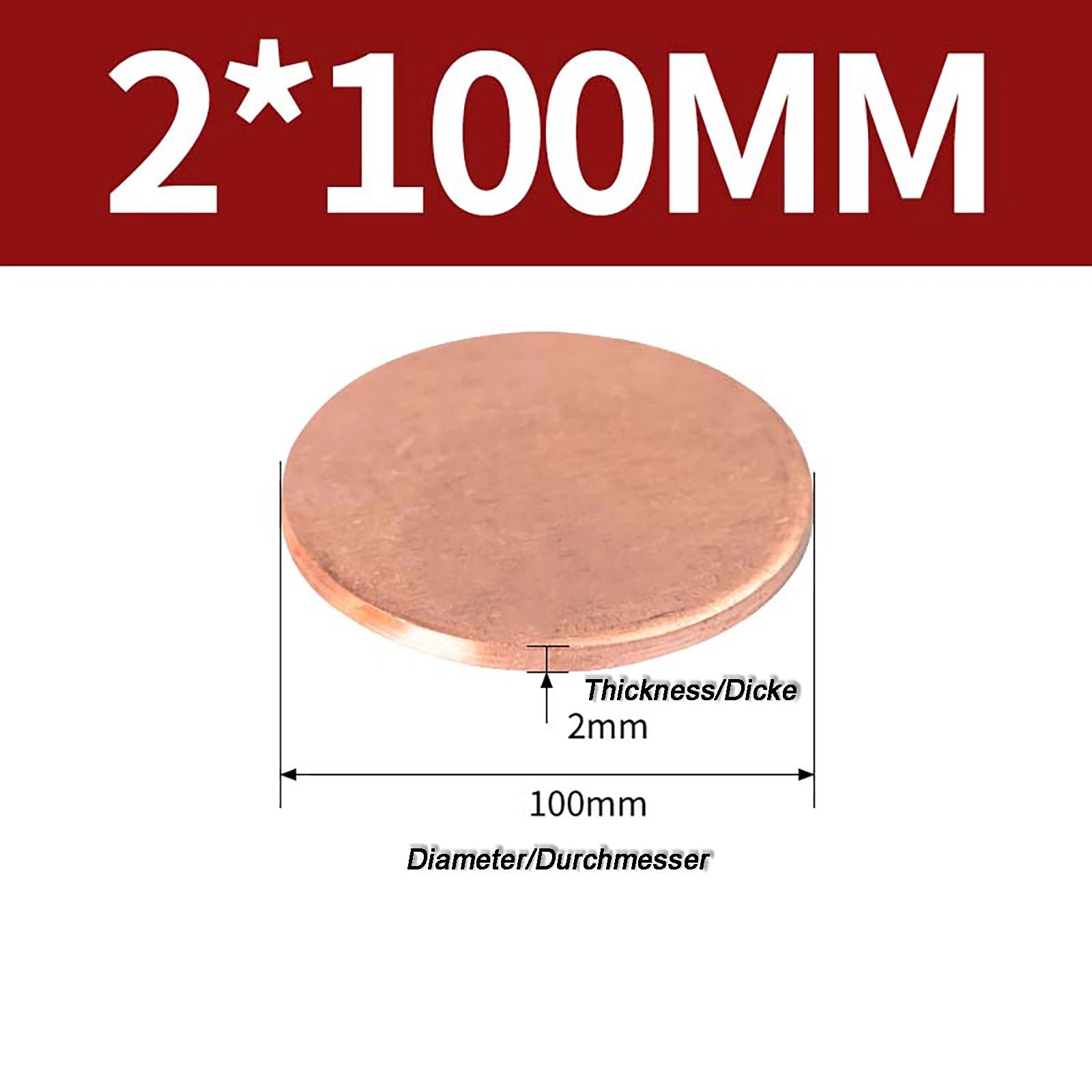 Solid Pure Copper Discs Blanks Round Plate Metal Sheet Thick 0.3~6mm Ø10mm~150mm