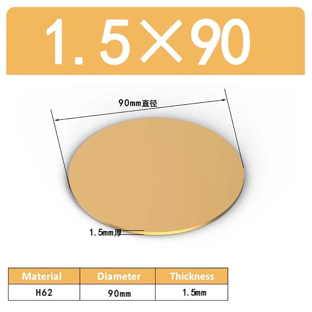 H62 Solids Brass Discs Blanks Metal Round Sheets OD 10mm-300mm Thick 0.3mm-4mm