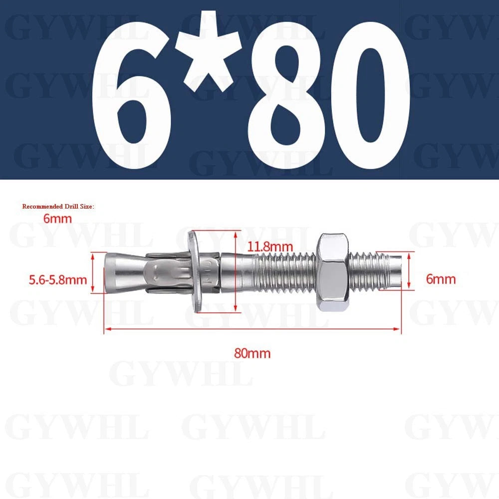 Hex Head Expansion Anchor Bolts — M6 to M20, Stainless Steel A2 & Zinc Plated, Extra Long