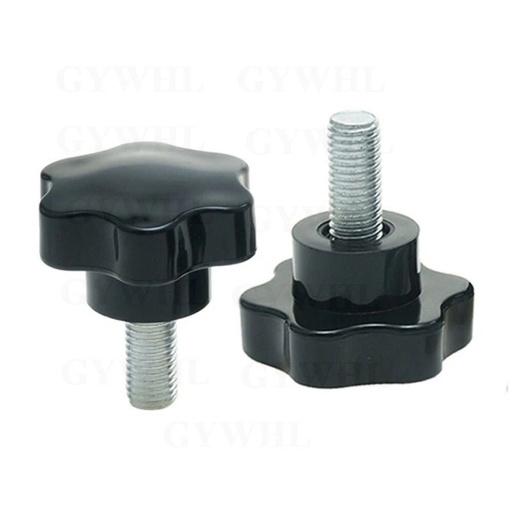 Zinc Plated Thumb Screws Hand Knob Grip Bolt Black Plastic Hexalobular Star Head
