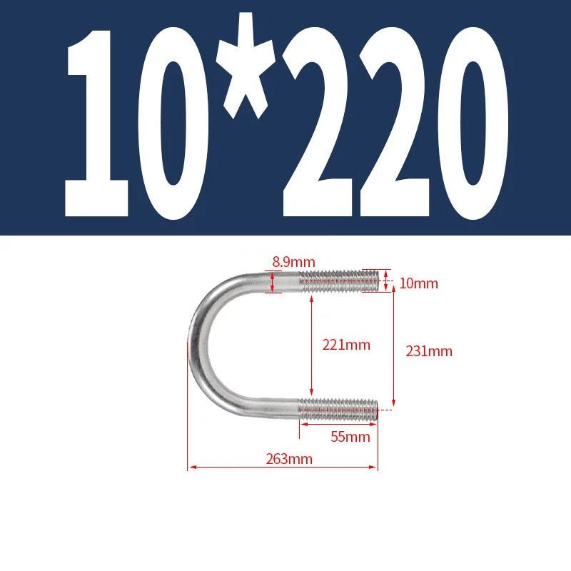 M10 Round Bend U - Bolts — A2 Stainless Steel, 12 Lengths Available - HomeDIYer