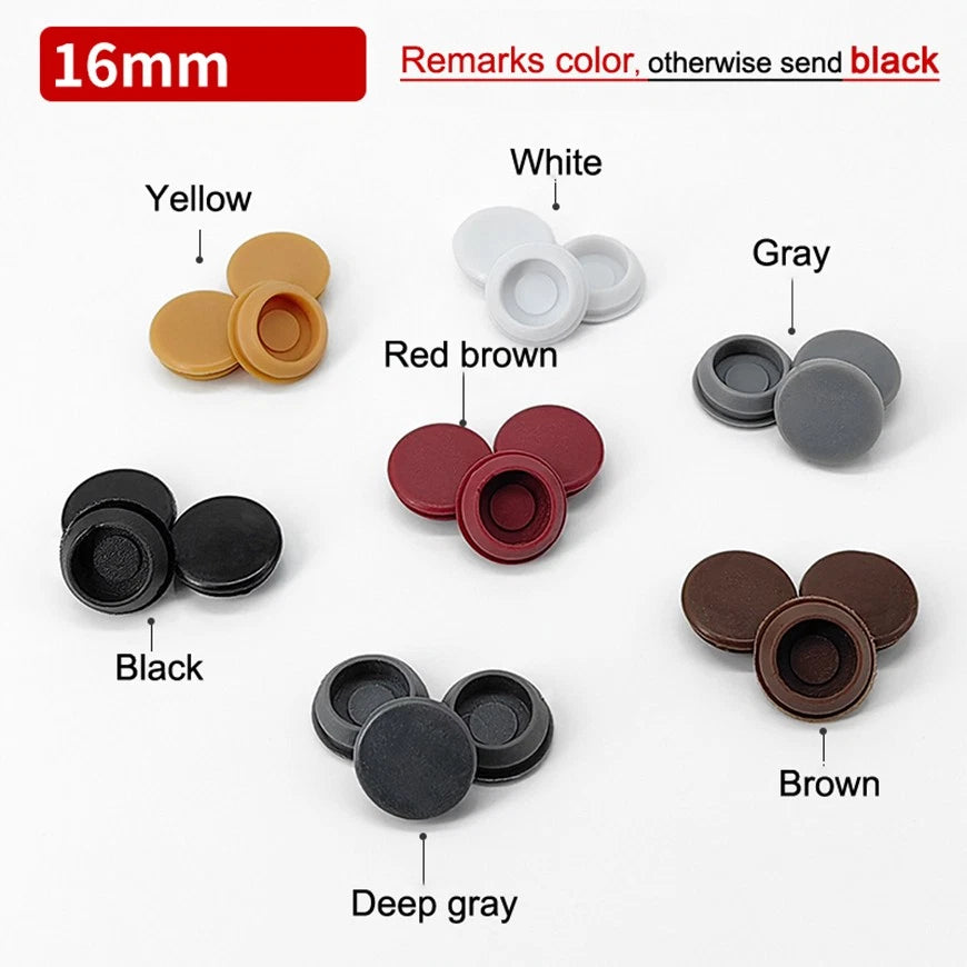 Plastic Screw Hole Cover Caps – Push Fit Furniture Plugs, 8–18mm, Multiple Colors