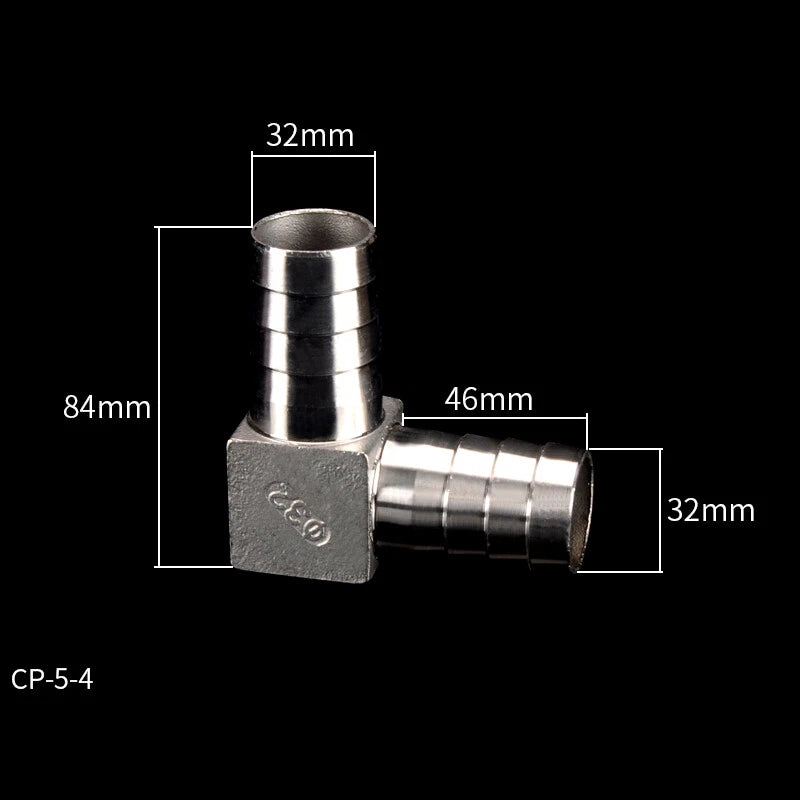 90° Elbow Barbed Tail Hose Connector Pipe Fitting Joiner 8-40mm Stainless Steel