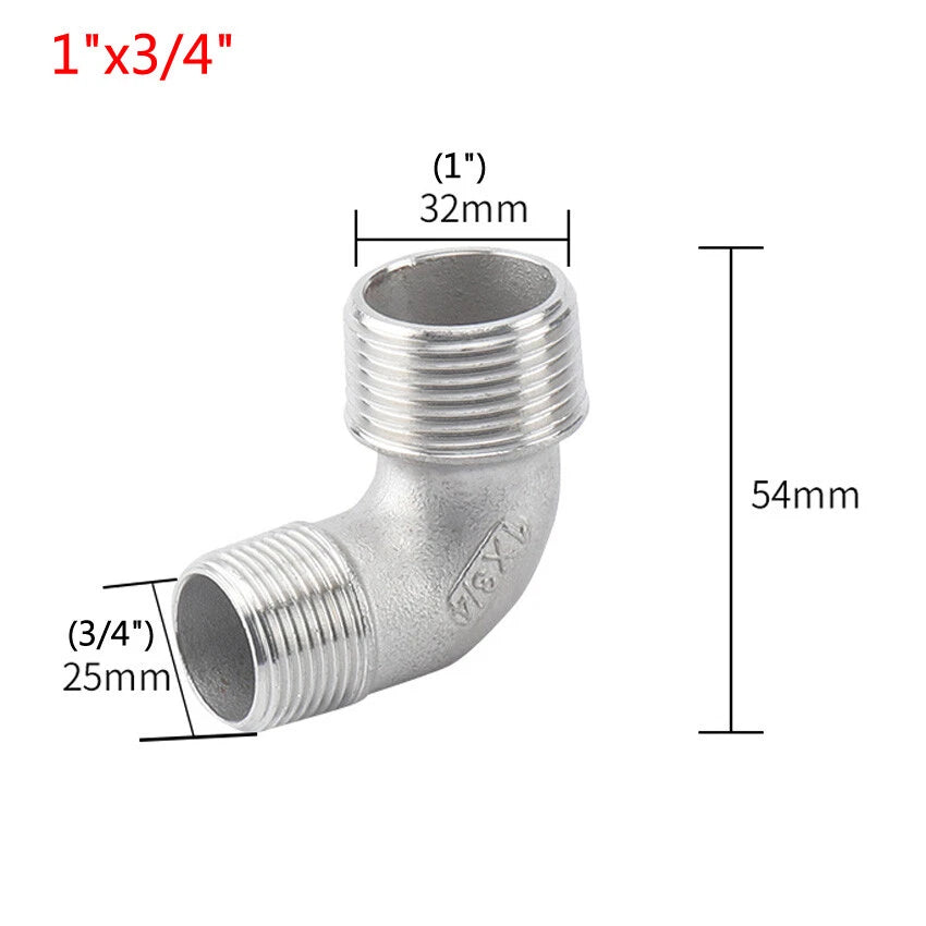 A2 Stainless Steel BSP Male Elbow Pipe Fitting — 1/4" to 2" Equal & Reducing