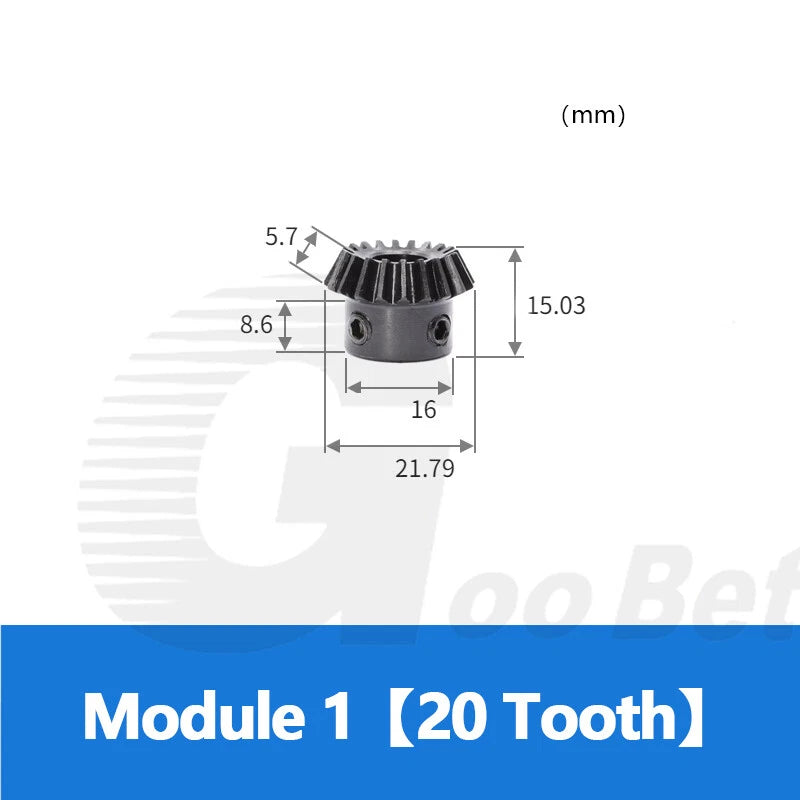 Mod 1 Bevel Gear C45 Steel 1:2 Ratio 15 18 20 30 36 40 Tooth 90° Hardened Black