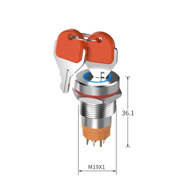 16mm 19mm LED Illuminated Toggle Switch ON/OFF 2-Position Waterproof 7A 250VAC
