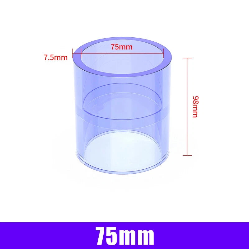 Clear PVC Straight Pipe Coupling — Socket Fitting 20mm to 110mm
