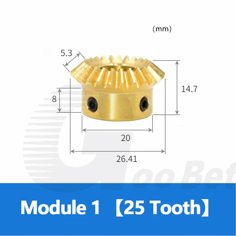 Mod 0.5/0.8/1/1.5 Bevel Gear Set Brass 1:1 Pairing 15/20/25/30 Tooth Miter Gear