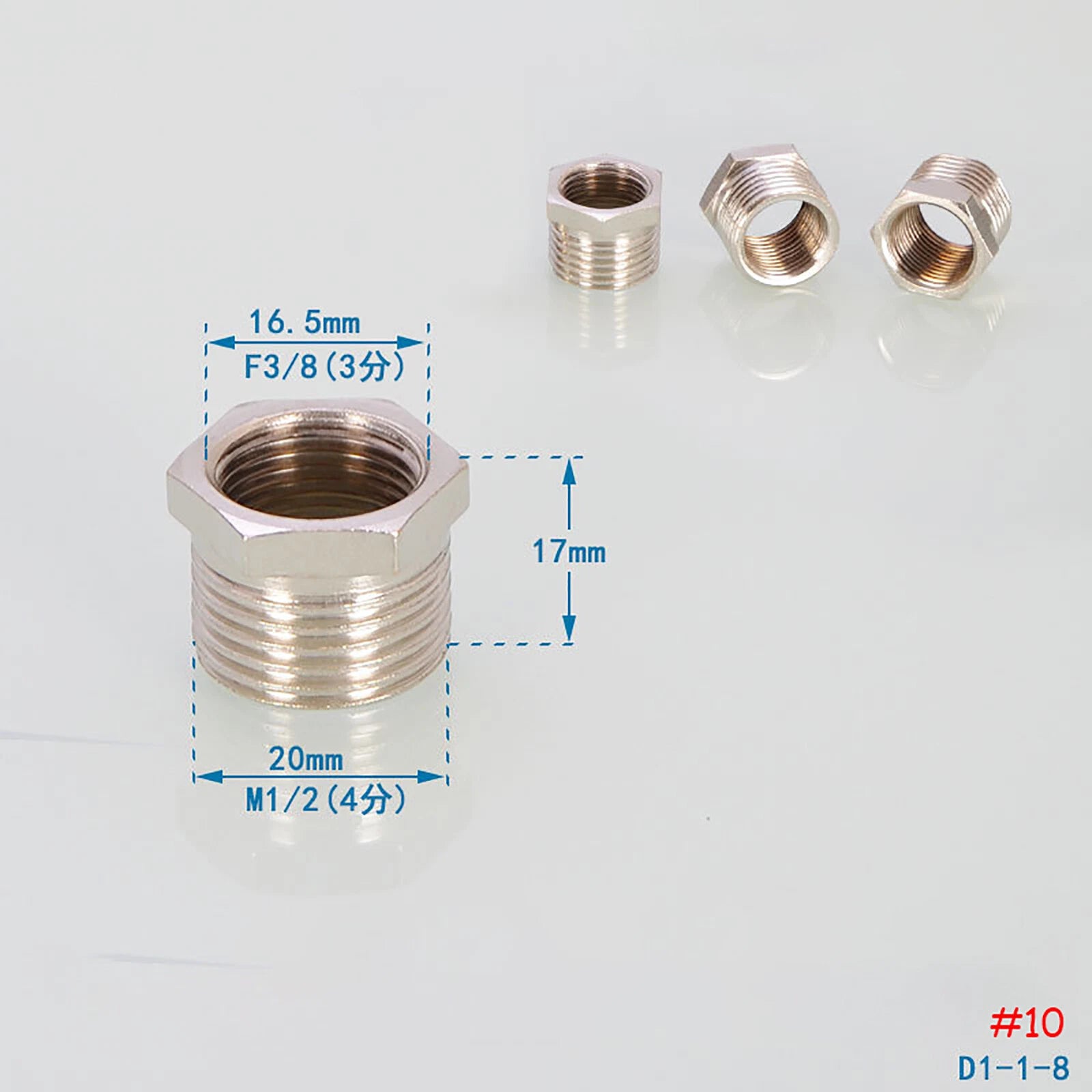 Brass Reducing Hex Bush BSP Fitting — Male to Female Thread Connector, Multiple Sizes