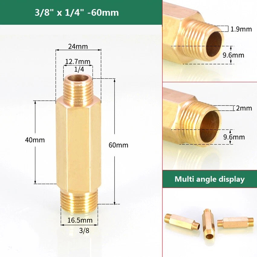 BSP Male Thread Brass Extension Pipe Fitting Adapter | 1/8" to 1/2" Connector