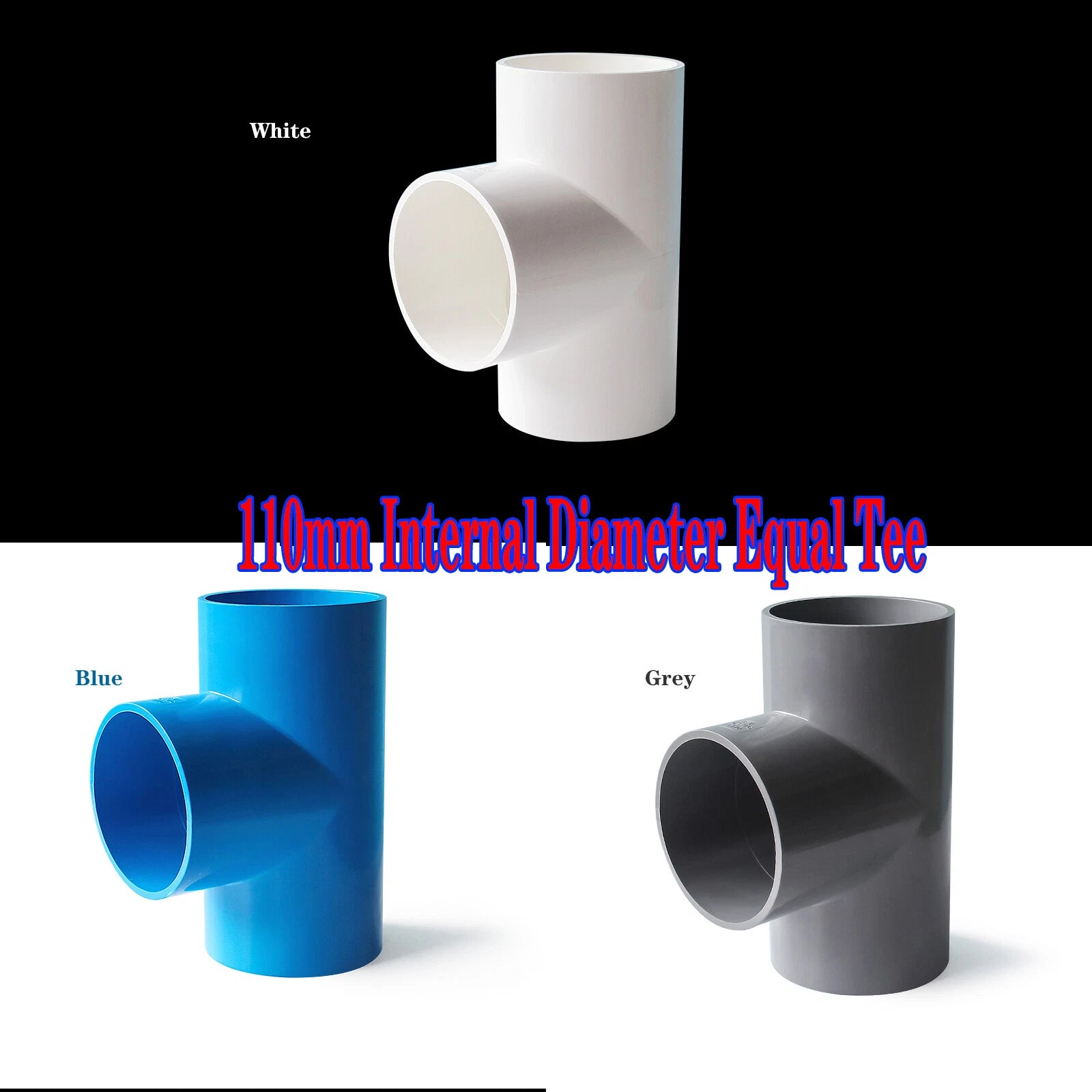 PVC Pipe Fittings Tee Socket ID 16mm - 200mm T Type Solvent Weld 3-Way