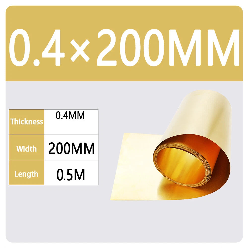 0.1-1mm x 200mm x 500mm,H62 Brass Metal Sheet Strip Yellow Copper Foil Plate