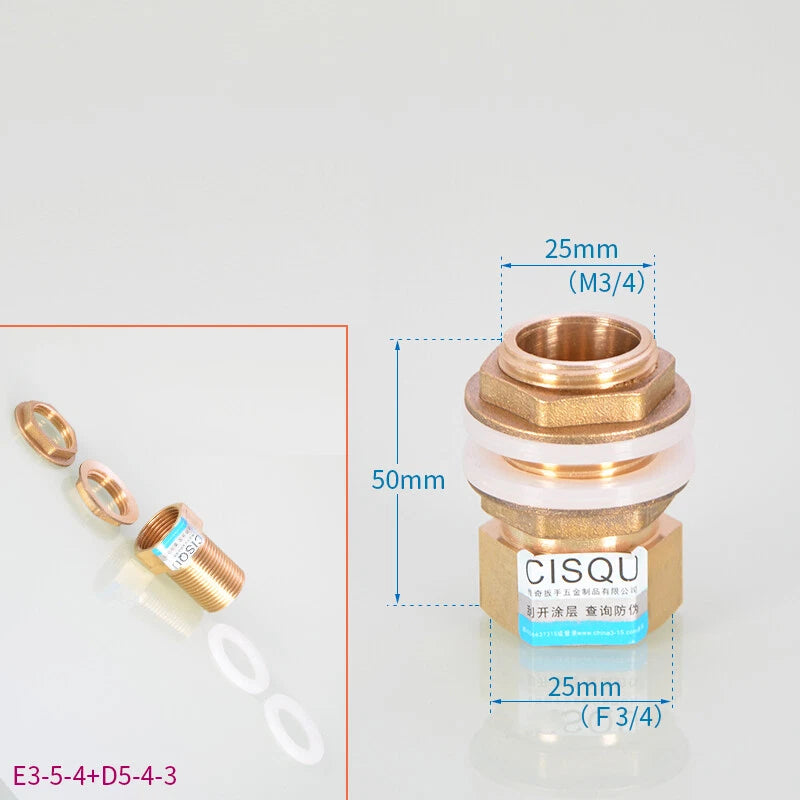 Brass Bulkhead Fitting — Tank Outlet Connector for Water Butts & Barrels | 1/2", 3/4", 1"
