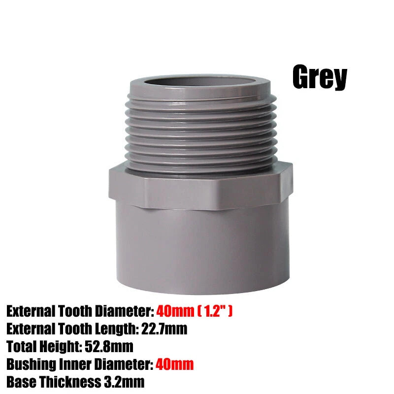 1 2" to 2" PVC Nipples Threaded Pipe Fittings Connector BSP Male Adapter Grey