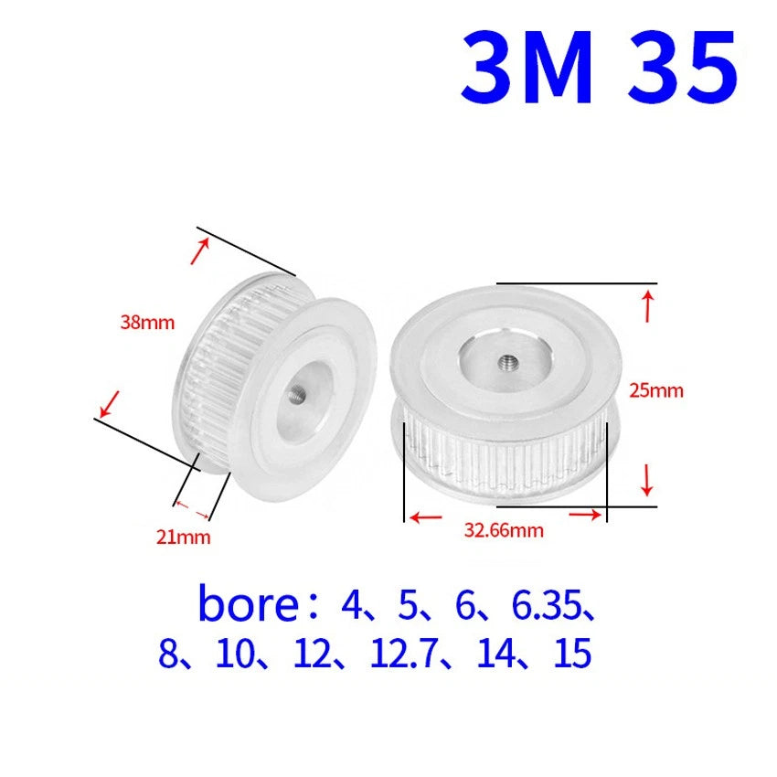 HTD-3M 20-60Teeth Timing Belt Pulley Pitch 3mm AF-type With Keyway, Width 21mm