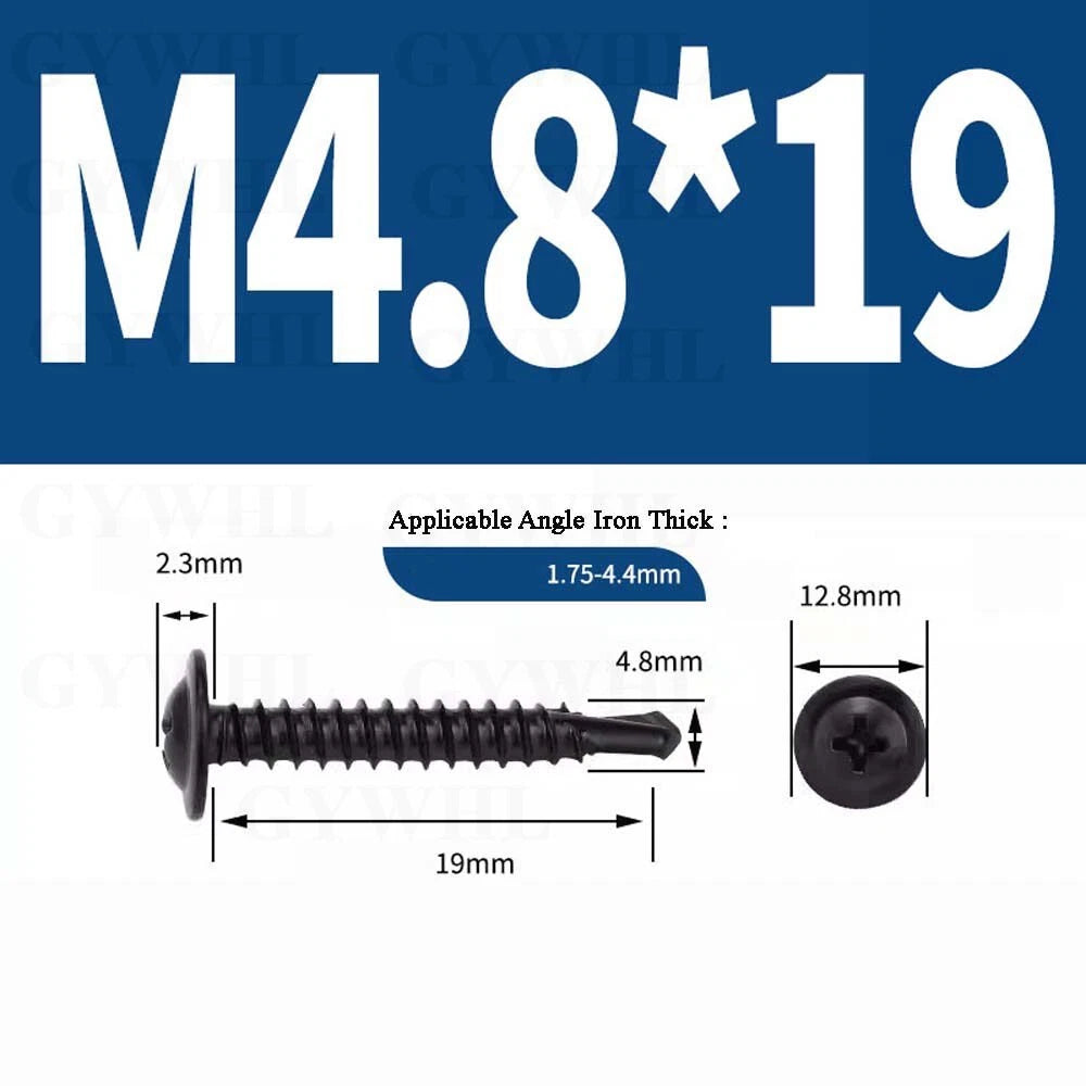 Black Self Drilling Wafer Head Screws Steel Self Tapping Screws for Metal Sheets