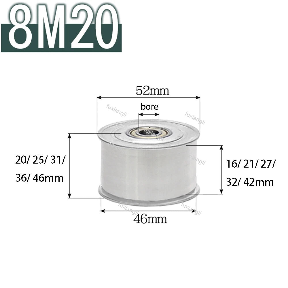 HTD-8M Timing Belt Drive Tensioner Pulley Width 16/21/27/32/42mm Idler Pulleys