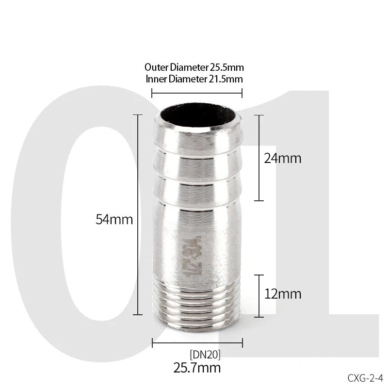 Stainless Steel Hose Barb Tail Fitting — BSP Male Thread Connector Adapter