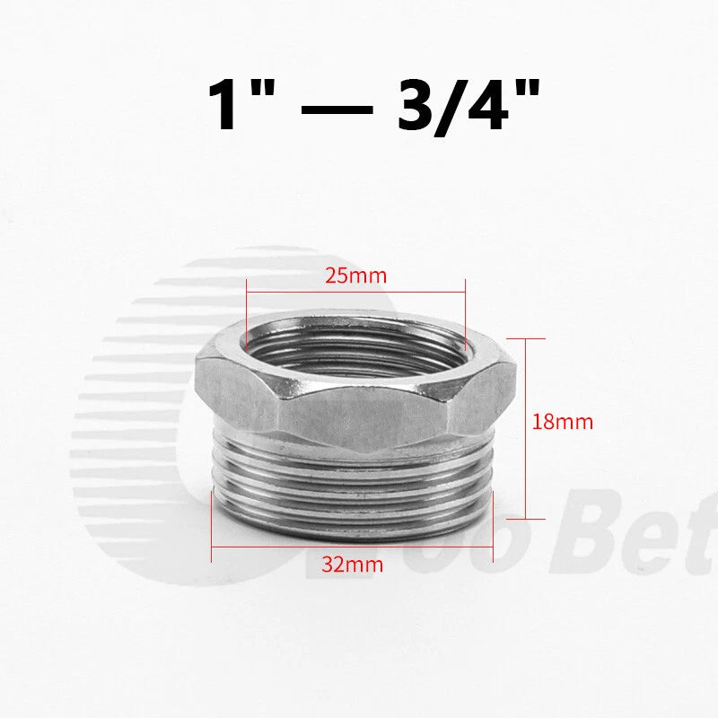 Stainless Steel BSP Reducing Bushing — Male to Female Thread Pipe Fitting (1/4" to 2")
