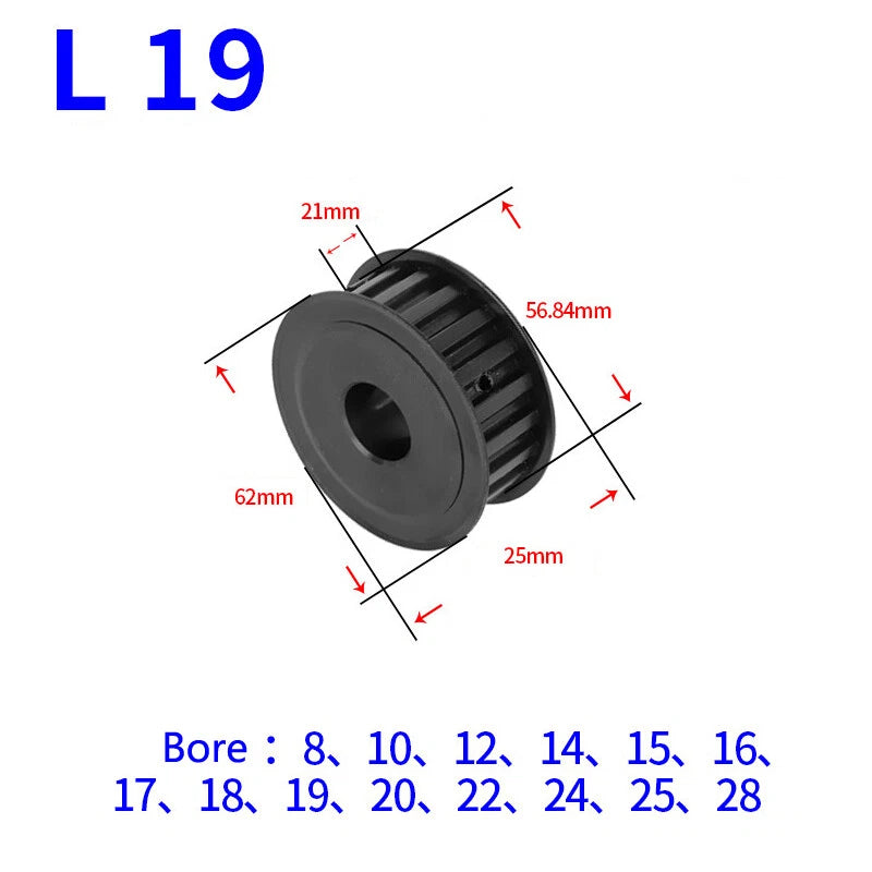 L-type 10T-30T Timing Belt Pulley Pitch 9.525mm With Keyway 45# Steel Width 21mm