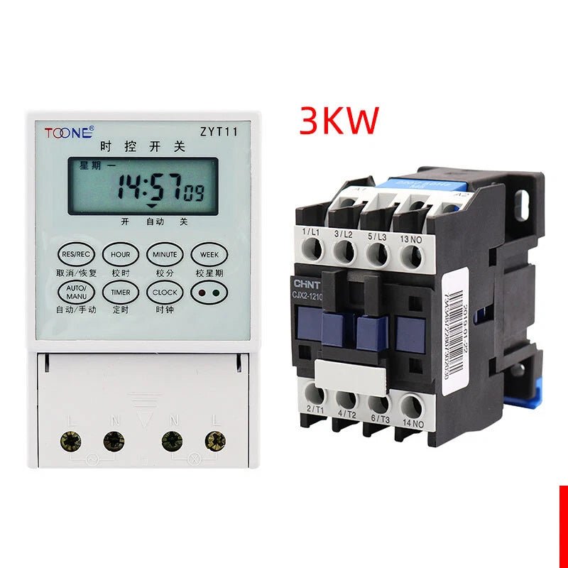 Time Switch AC 220V Timer + Contactors 2.2KW - 25KW for Street lights Billboards - HomeDIYer