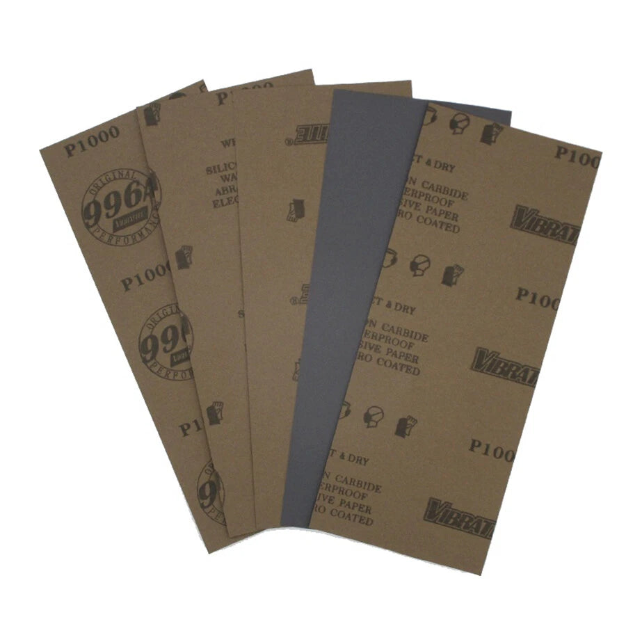93x230mm Silicon Carbide Wet & Dry Sandpaper — P60 to P10000 Grit Waterproof Paper Sheets for Metal Wood Auto