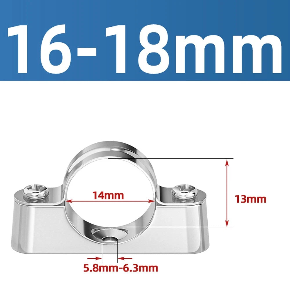 Stainless Steel Pipe Clamp Mount Support Brackets — Wall Fixing Base Fittings