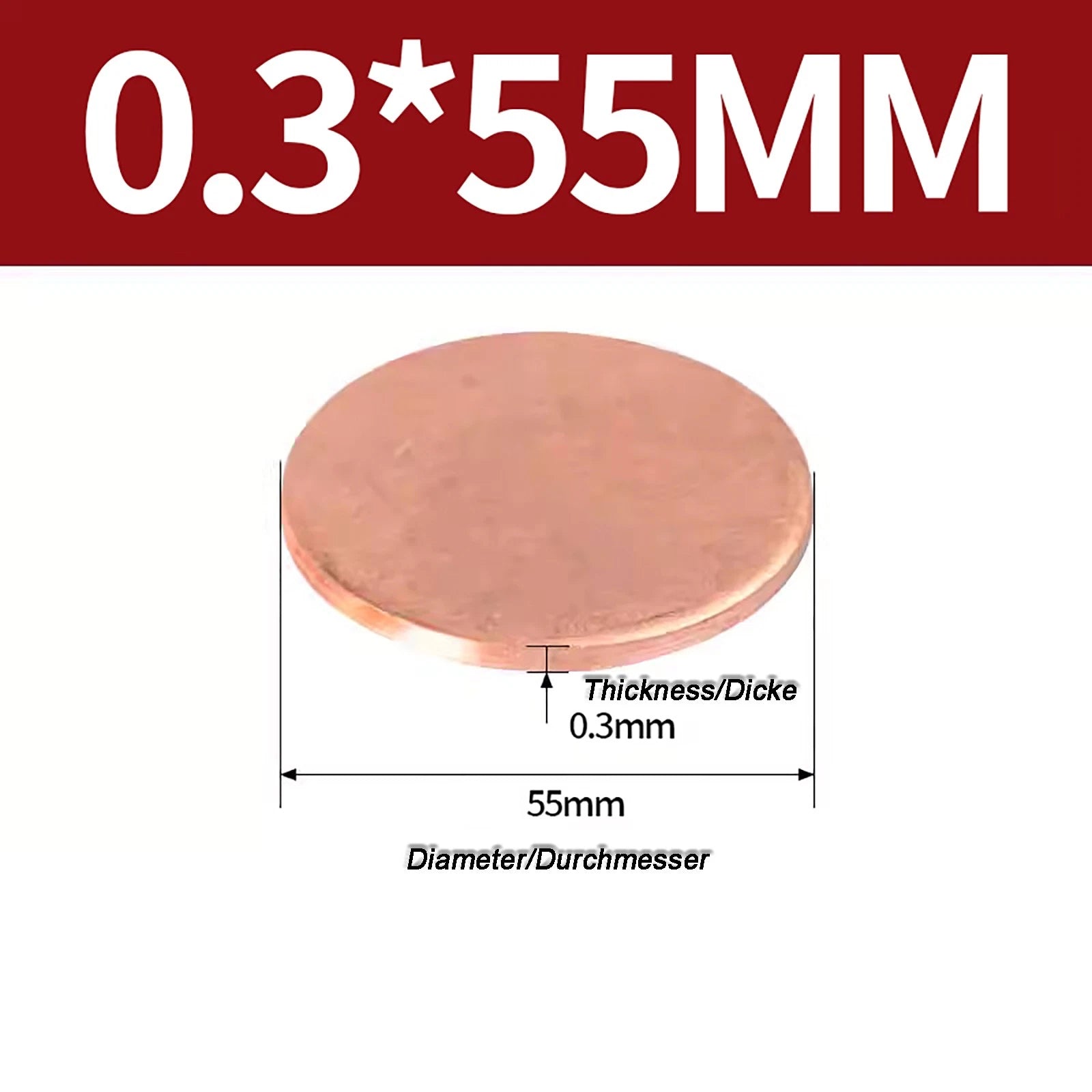Solid Pure Copper Discs Blanks Round Plate Metal Sheet Thick 0.3~6mm Ø10mm~150mm