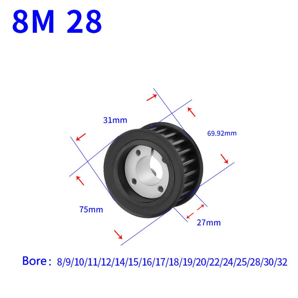 HTD-8M 18-60Teeth Timing Belt Pulleys With Expansion Sleeve Width 32mm 45# Steel