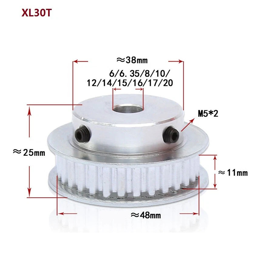 XL 10-100T Timing Belt Pulley Pitch 5.08mm Synchronous Wheel For 10mm Width Belt