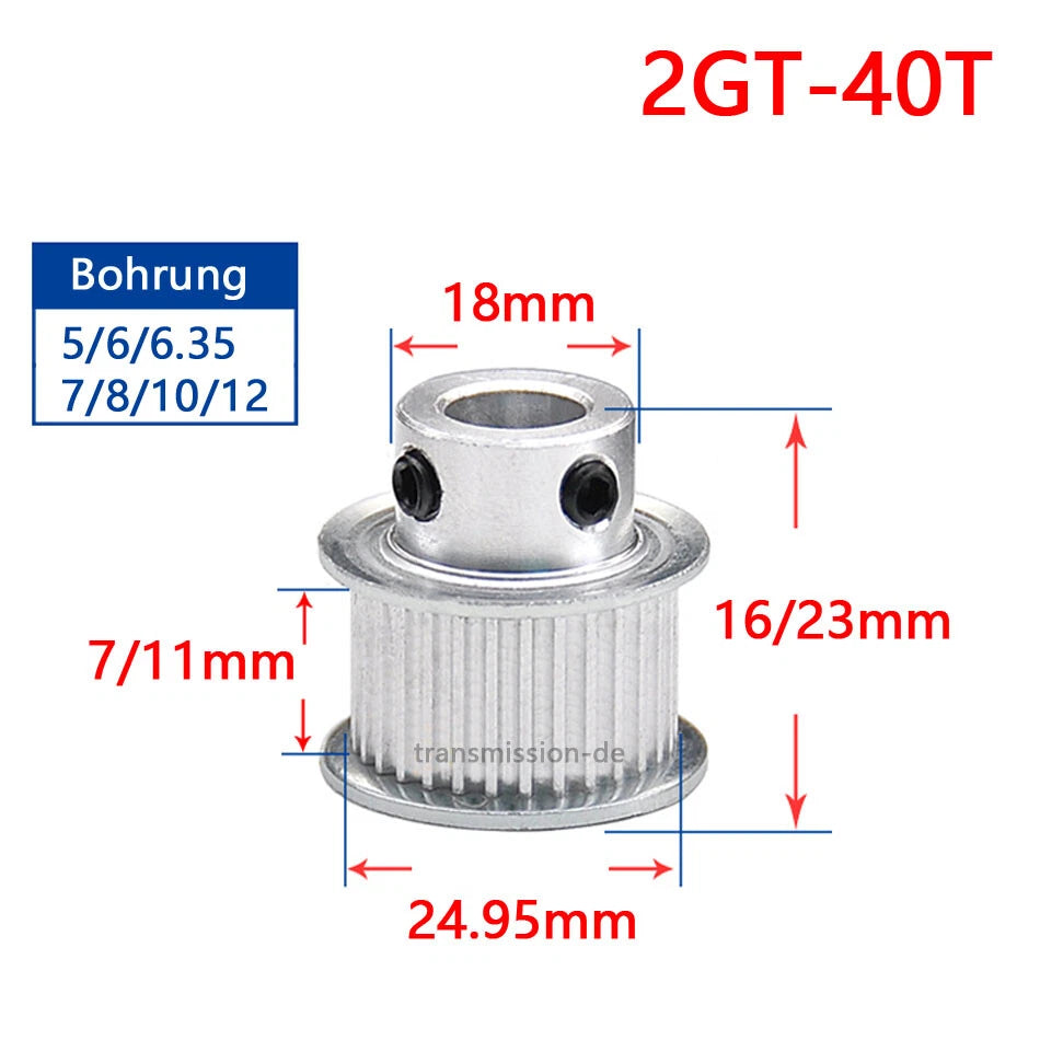 16T - 100T Synchronous Wheel GT2 Timing Belt Pulley for 10 mm width Drive Belts