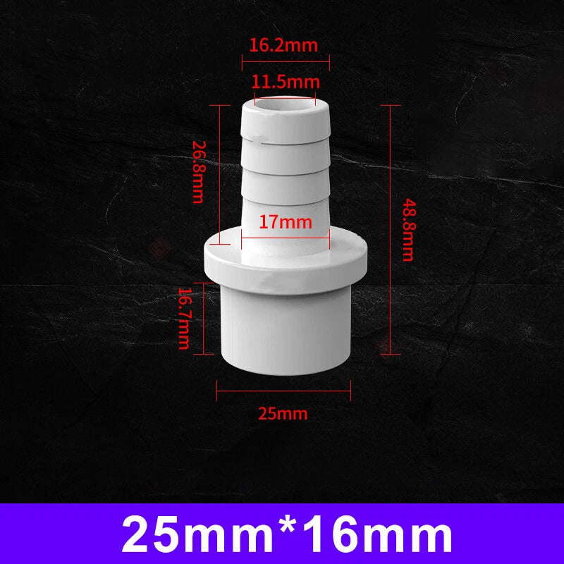 White Grey Pagoda PVC Pipe Connector Fittings 20 25mm Adapter To Hose OD 5~20mm