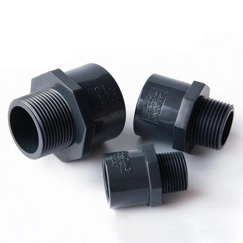 UPVC PVC Pipe Fittings Tee Straight Cap Elbow Plumbing Couping ID 20-110mm Grey