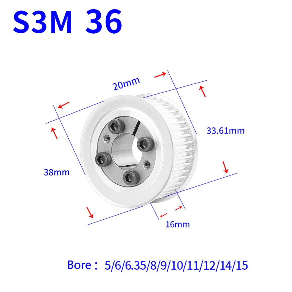 STS S3M 24-80T Timing Belt Pulley With Expansion/Tension Sleeve Teeth Width 16mm