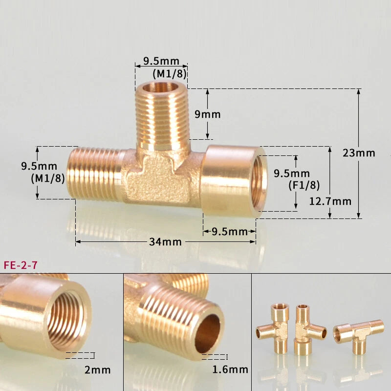 BSP Brass Tee Pipe Fitting – Male & Female Thread T-Shape Connector