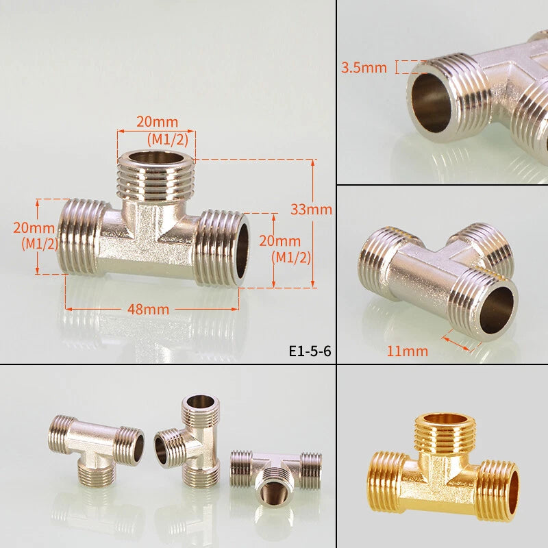 1/2" Copper Tee Elbow Diverter Valve Adapter — Hose & Shower Connector (24 Styles)