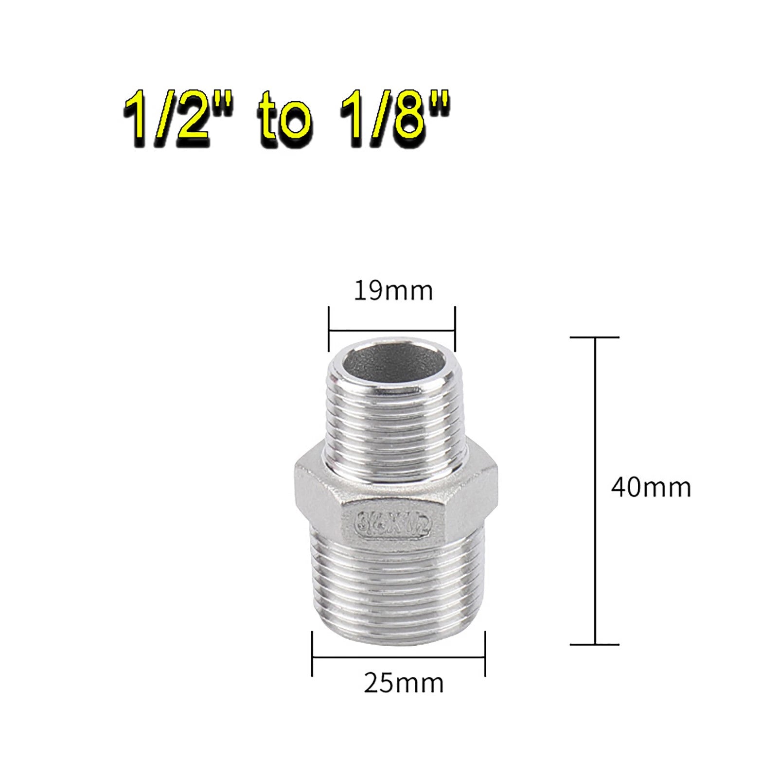 BSP Male to Male Reducing Hex Nipple 304 Stainless Steel Pipe Connector