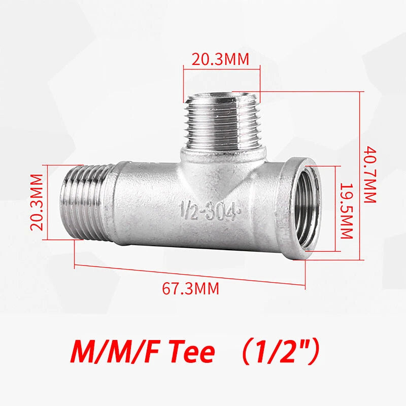 BSP 304 Stainless Steel Pipe Fittings — Elbow, Tee, Nipple, Cross, Bush, Cap (1/2" & 3/4")