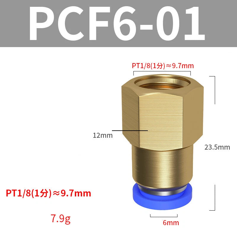 Pneumatic Push In Fitting Female Stud Straight Air Hose Inline Connector Line