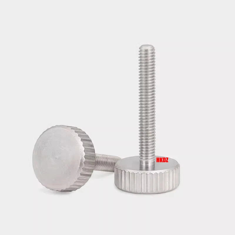 M3/M4 5mm to 20mm Flat Head Knurled Thumb Screws 303 Stainless Steel Hand Bolts