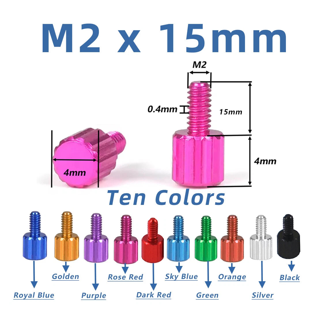 Knurled Thumb Screws Aluminum Alloy — M2 M2.5 M4 M5 M6 Flat Head Hand Grip Knob Bolts