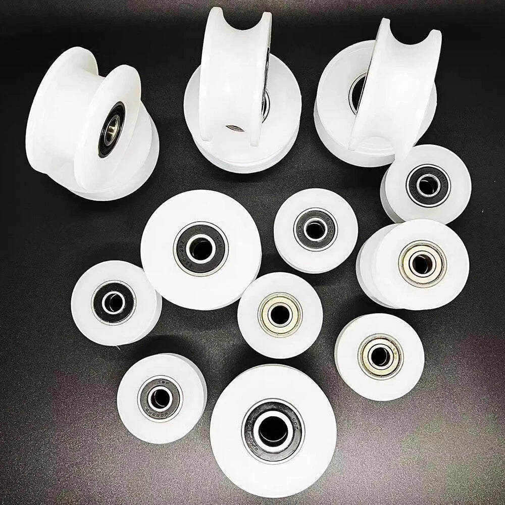 OD 30-85mm Nylon Pulley Wheel with Ball Bearing U/V/H Groove for Door and Window