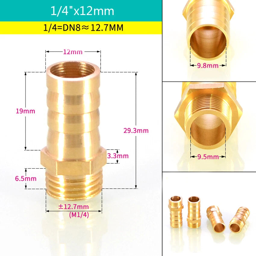 BSP Male & Female Thread Barb Hose Tail Connector — Air Fuel Water