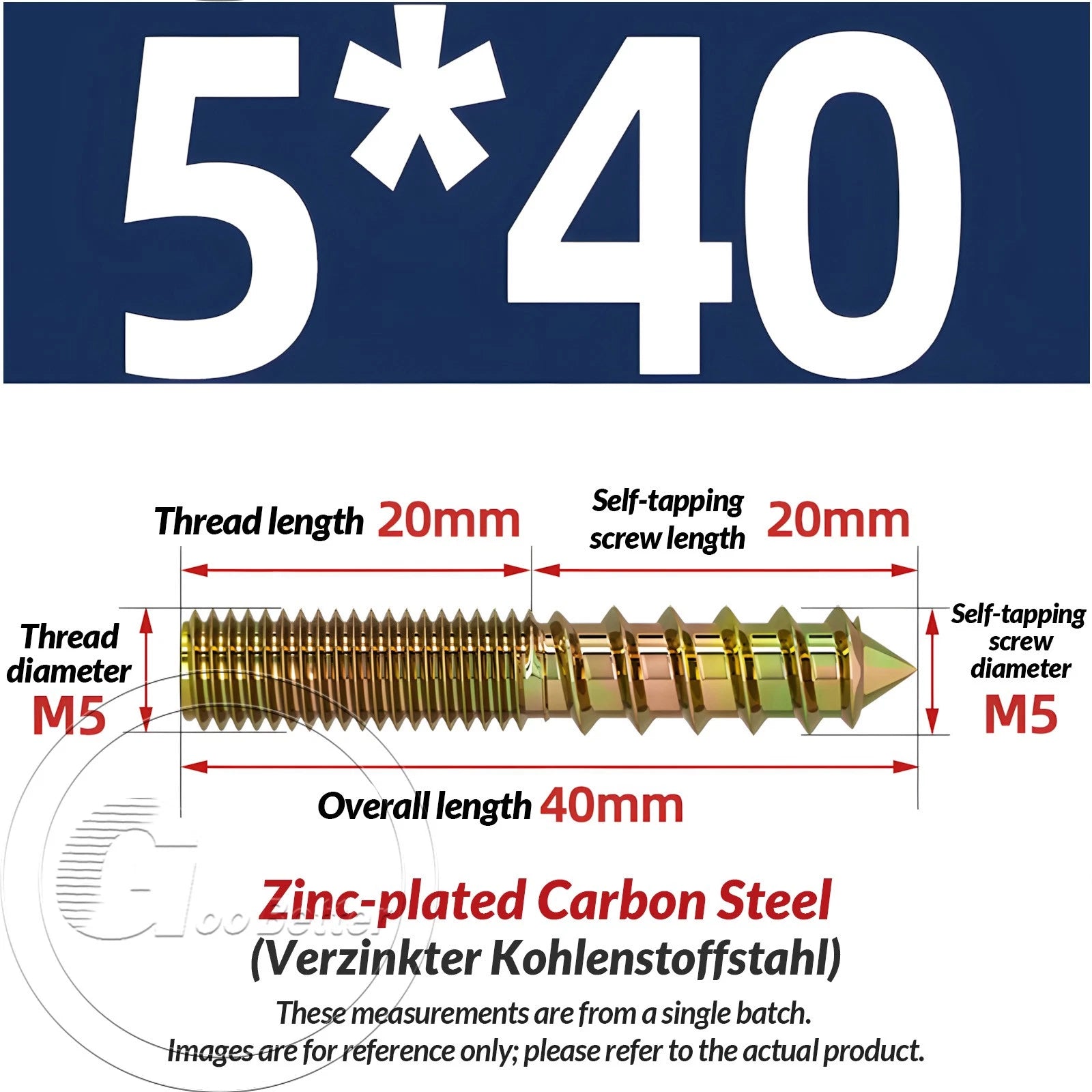 Galvanized Double-Ended Hanger Bolts M4 M5 M6 M8 M10, Wood-to-Metal Screws