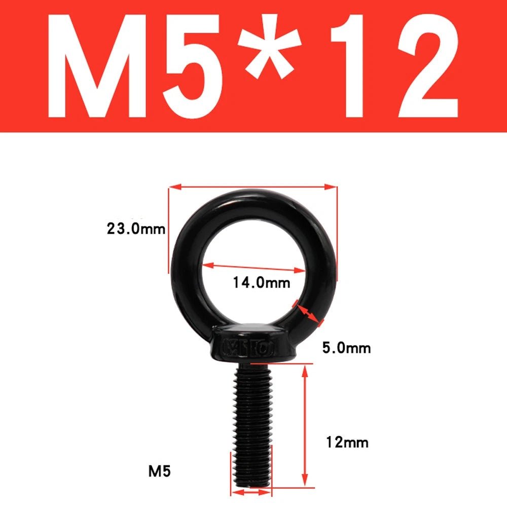 Black 304 Stainless Steel Eye Bolts and Eye Nuts — M3 to M20 Lifting Hardware - HomeDIYer