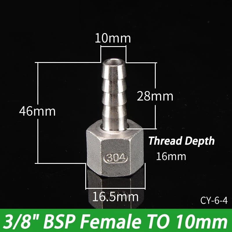 Stainless Steel Hosetails,Bsp Thread Hose Tail Barb Connector 1 8-1" Female Male